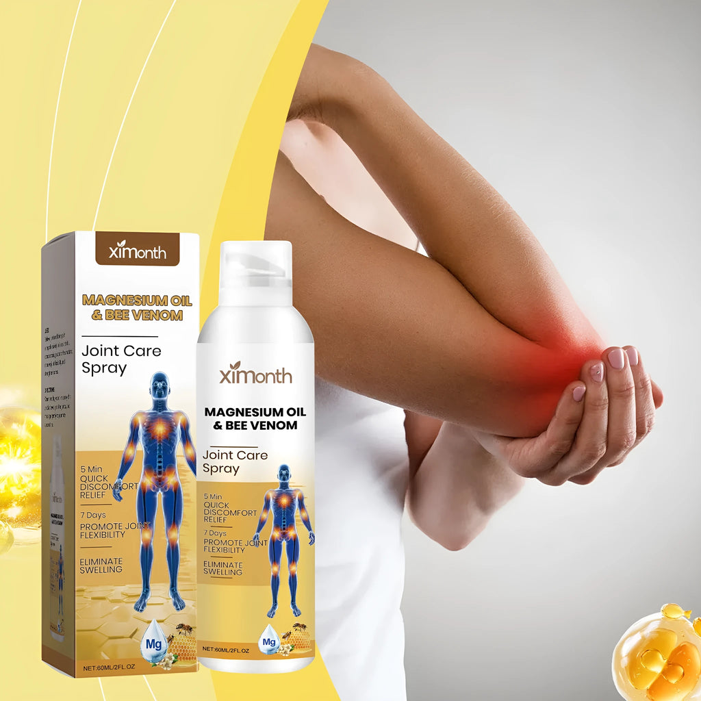 60ml bottle of joint care treatment spray with menthol, coconut oil and bee venom.