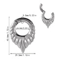 Drop-shaped stainless steel ear extender with totem patterning in silver finish