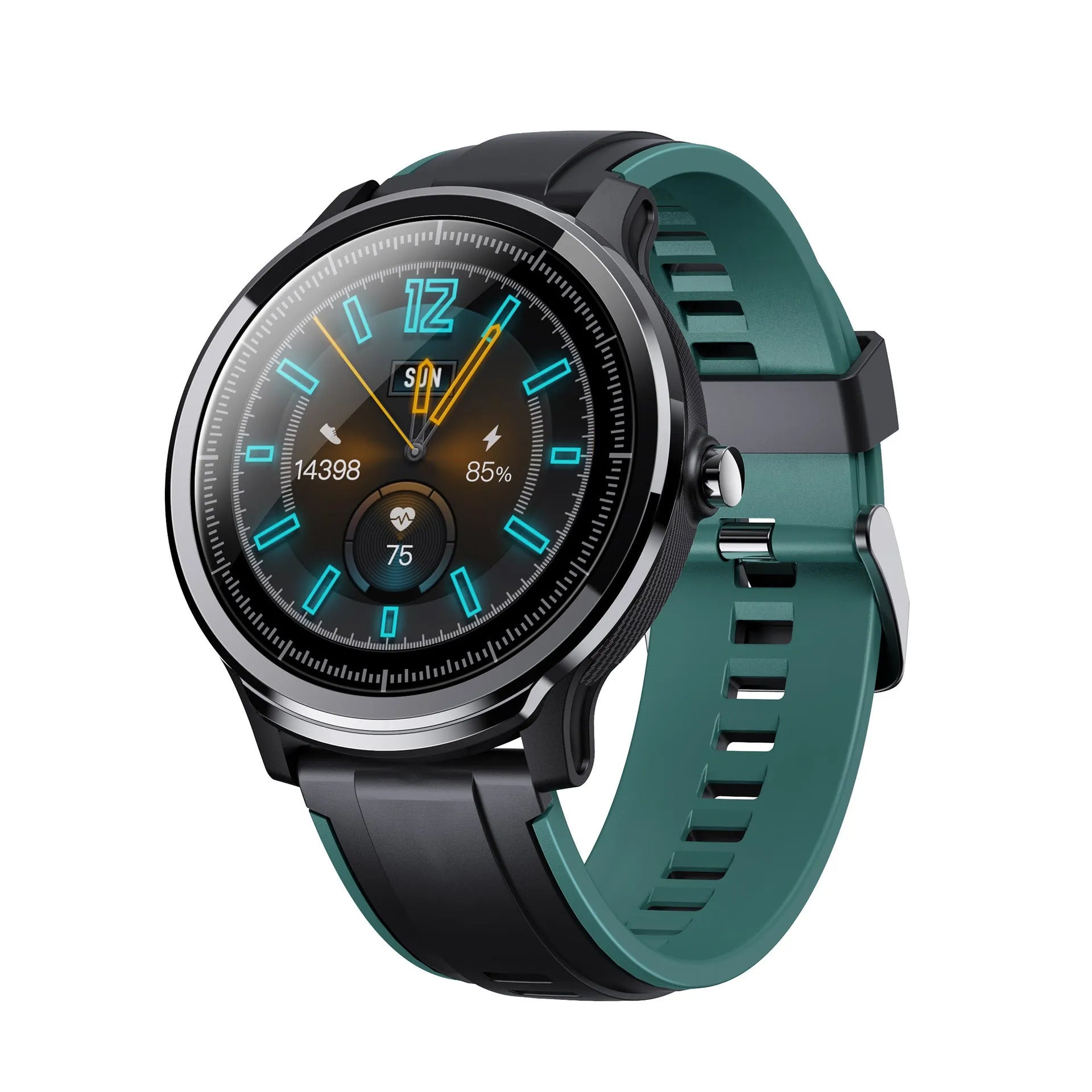 Kospet PROBE 1.3-inch touch screen smart watch with square case and silicone wristband in green or red