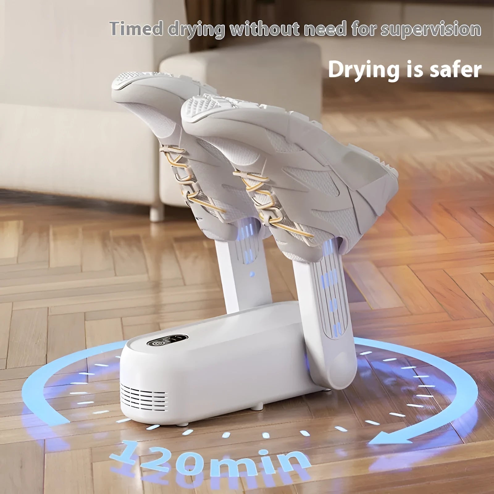 Automatic shoe dryer machine with timer display and multiple size specifications for footwear drying