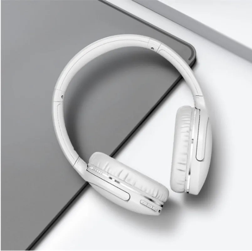 Black and white wireless Bluetooth sports gaming headset with over-ear design.