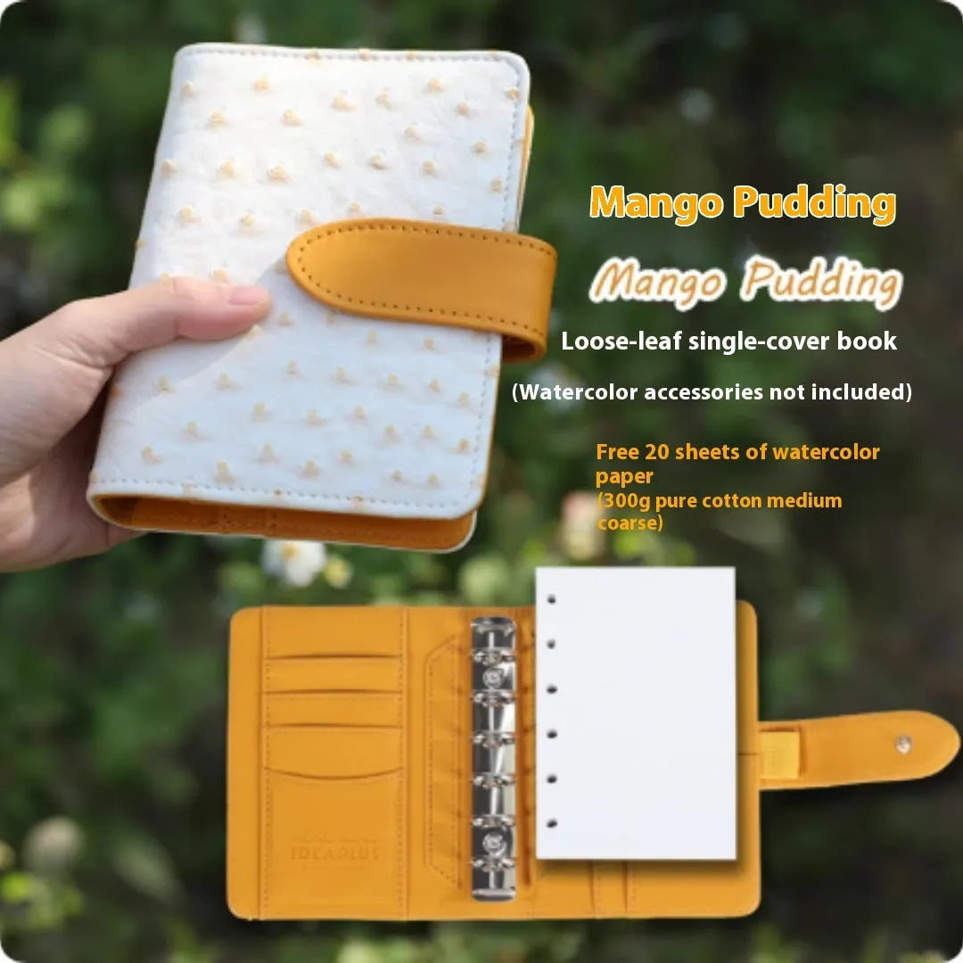 A7 size loose-leaf watercolour notebook shown in avocado green colour.