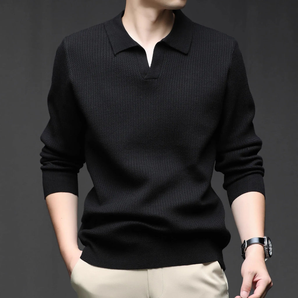 Men's loose fit casual pullover sweater in green colour showing front view