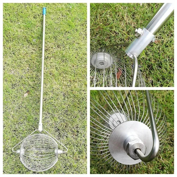 304 stainless steel golf ball picker with metallic finish for retrieving balls from hazards