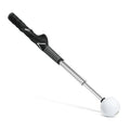 Telescopic stainless steel golf swing trainer simulator in black, blue, or red.