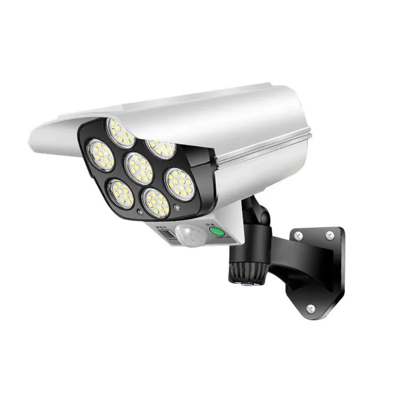 Abstract design solar-powered security lamp with motion sensor for outdoor wall or courtyard installation