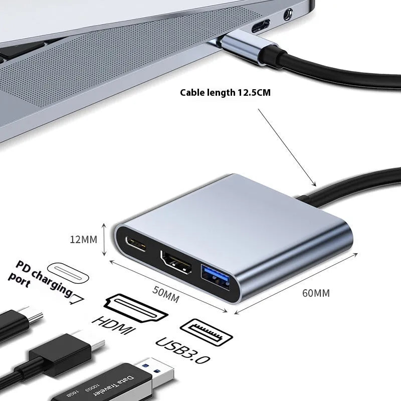 USB C 7-in-1 expansion dock with HDMI port and 15 cm cable for laptop connectivity