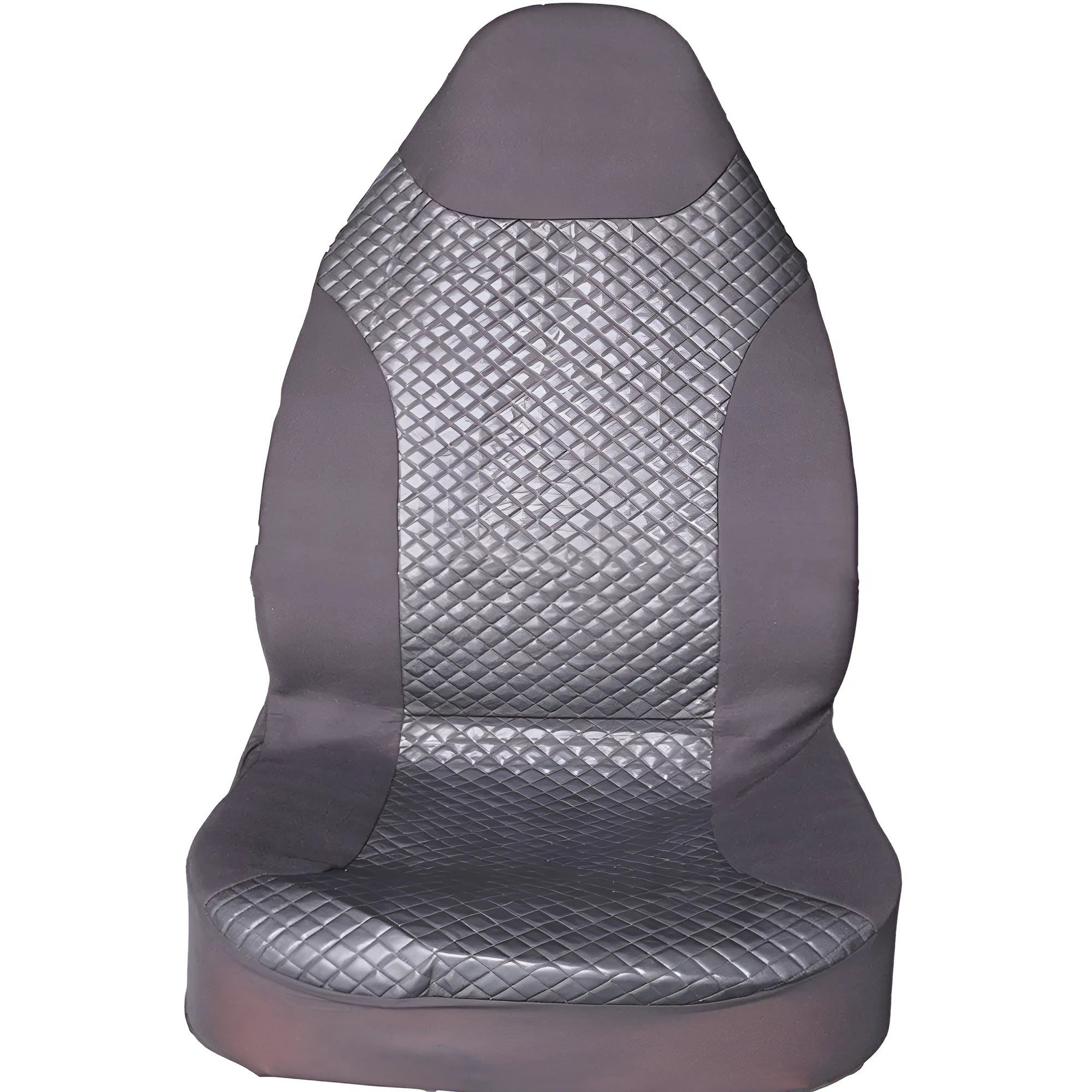 Black quilted automotive seat cover with PU and polyester fabric construction