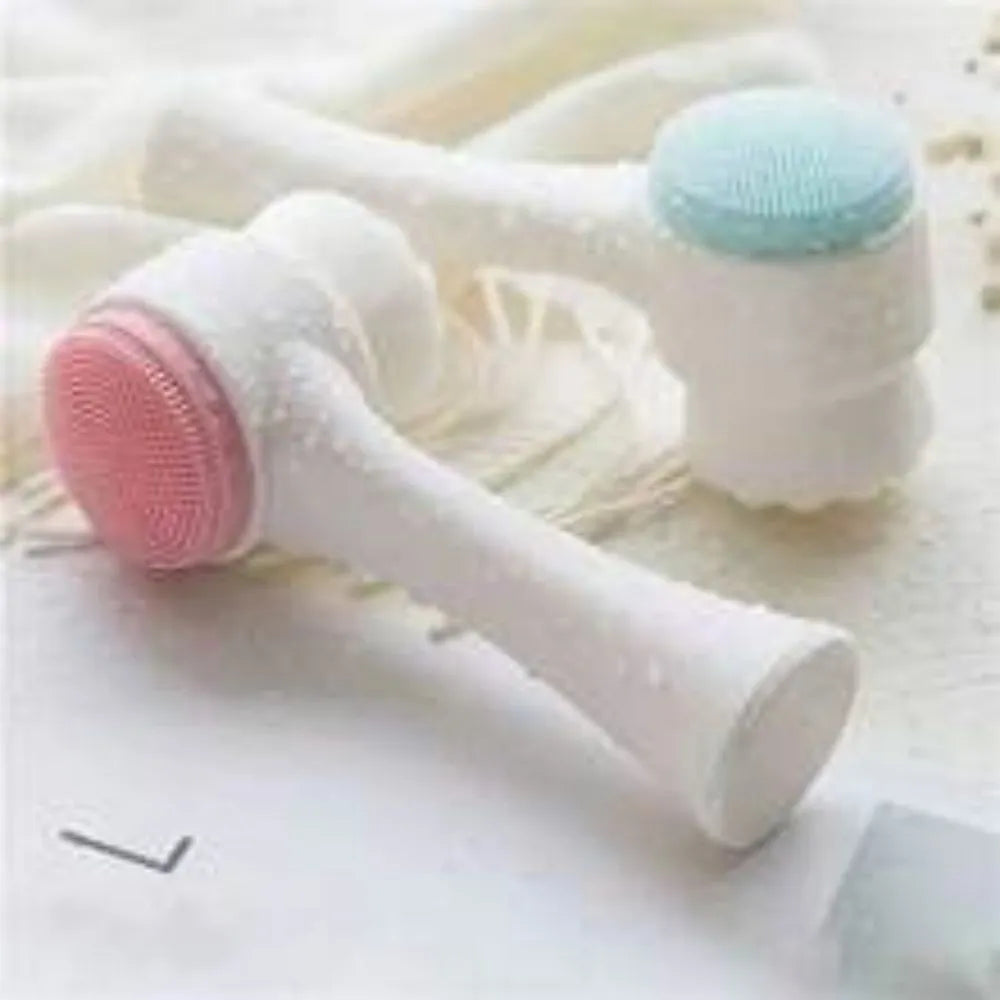 Blue nylon pet paw brush with PP handle for gentle dog and cat grooming.