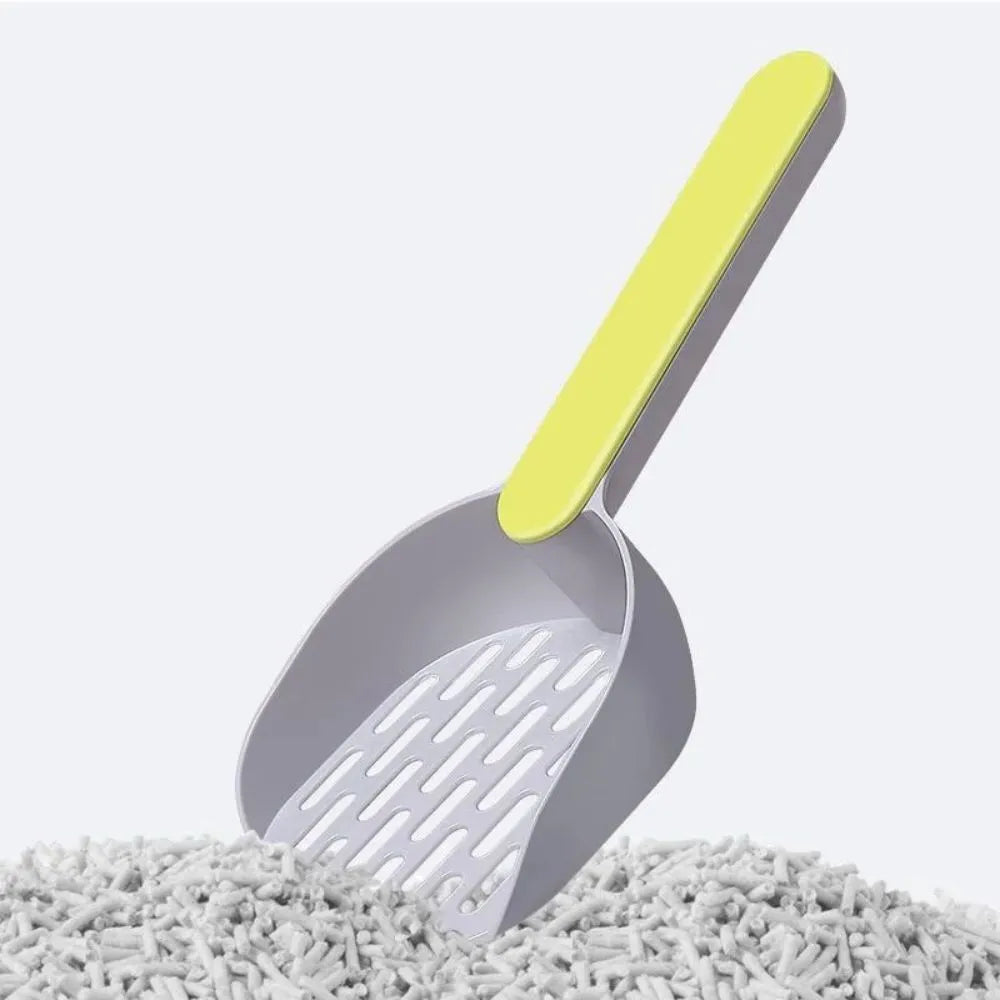 Blue plastic cat litter scoop with 26.6cm handle for cleaning litter boxes