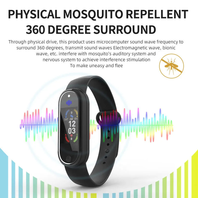 Black and white USB rechargeable electronic mosquito repellent wristband bracelet