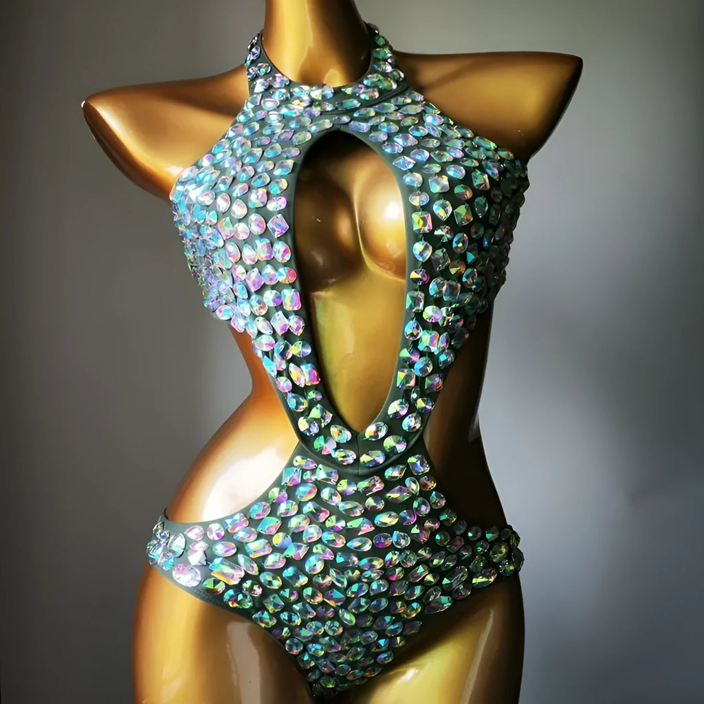 Women's one-piece mesh diamond swimsuit in four colour options