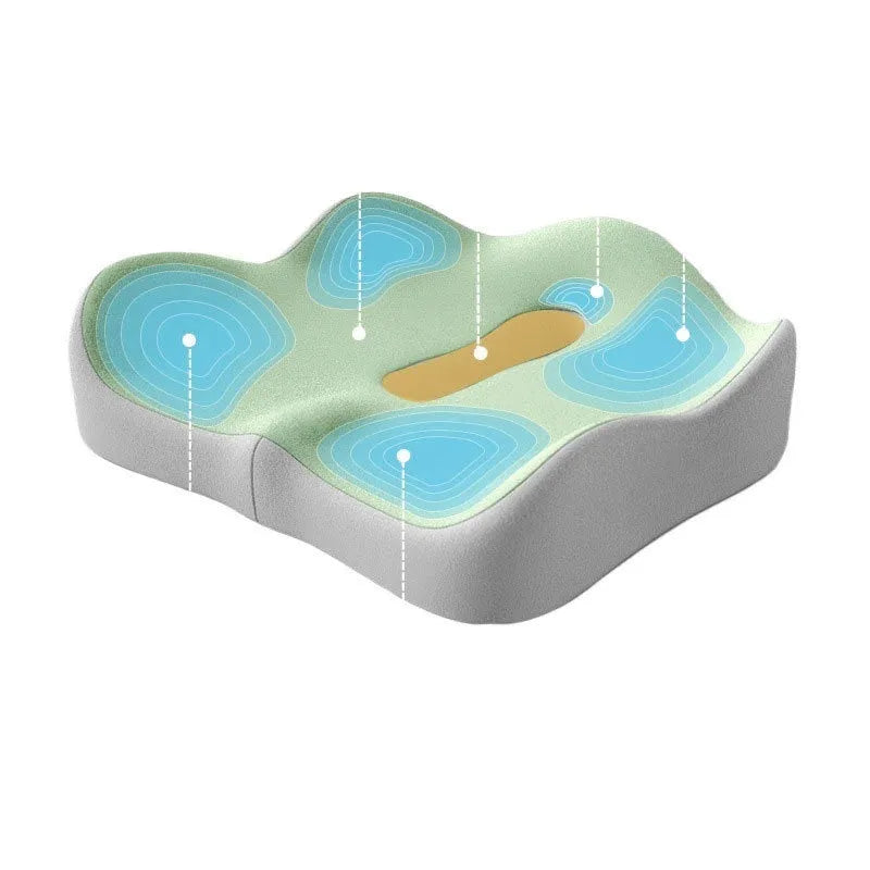 Memory foam seat cushion with waist support and tail vertebra decompression in volunteer material