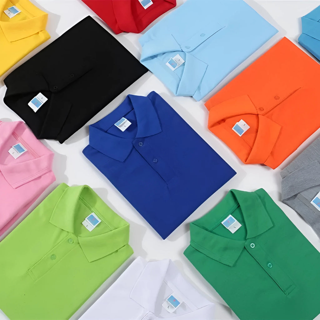 Straight-cut cotton pullover work shirt in multiple colour options with short sleeves