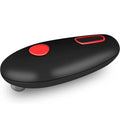 Black electric can opener with battery compartment and one-touch button