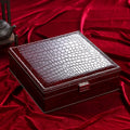 Leather double layer jewellery box with lock and crocodile pattern