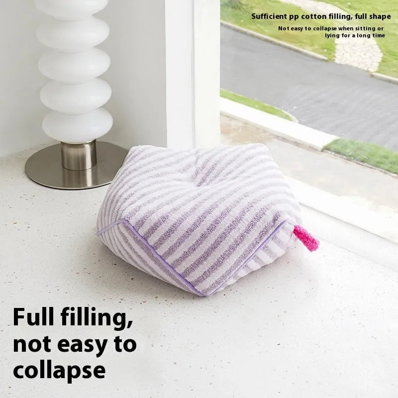 Striped velvet dog bed with removable cover in orange, purple or yellow colour