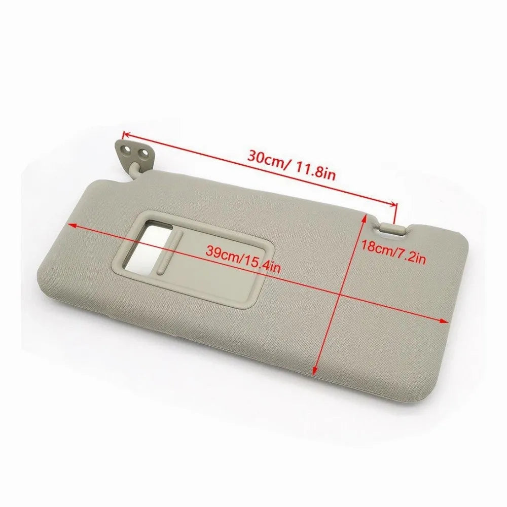 Beige sun visor with cosmetic mirror for Nissan Lida 2005-2012 vehicles showing 43cm length