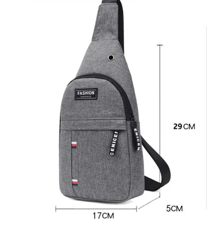 Outdoor mountaineering cycling shoulder messenger bag in Oxford cloth, dark blue, with single strap and letter motif