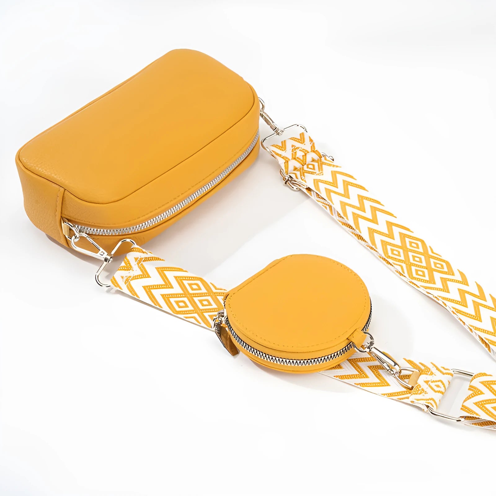Soft PU one-shoulder crossbody bag for women in a horizontal square shape, shown in various colours.