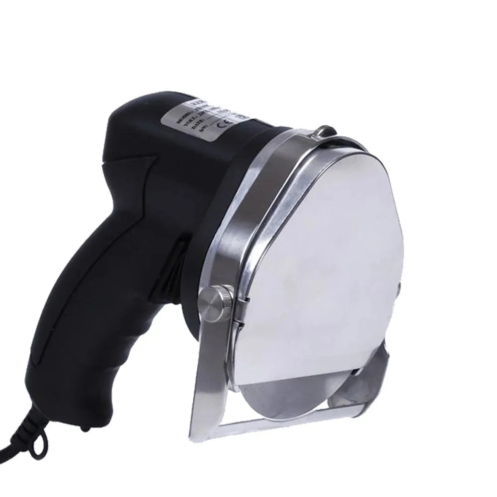 Black KS-100E electric meat cleaver with EU plug for barbecue preparation.