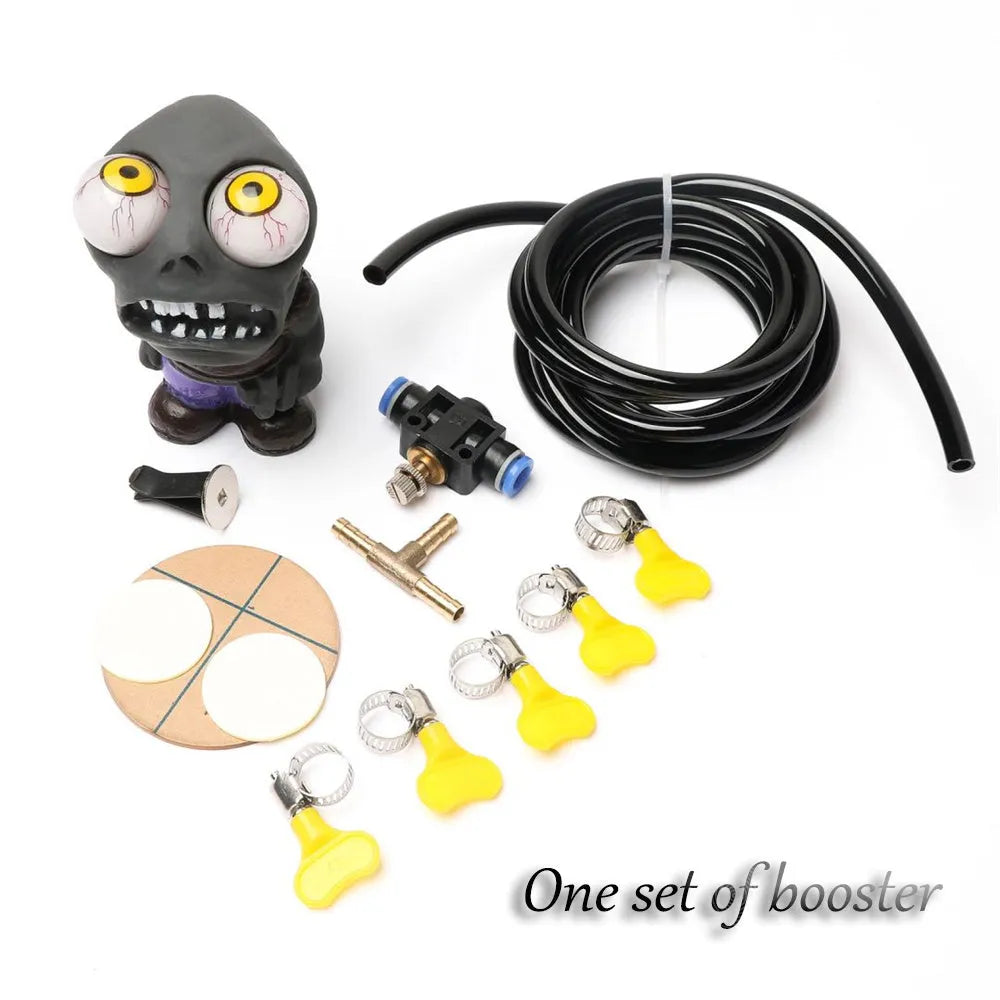 Turbo car blow off valve decompression ornament kit with doll and pressure valve components