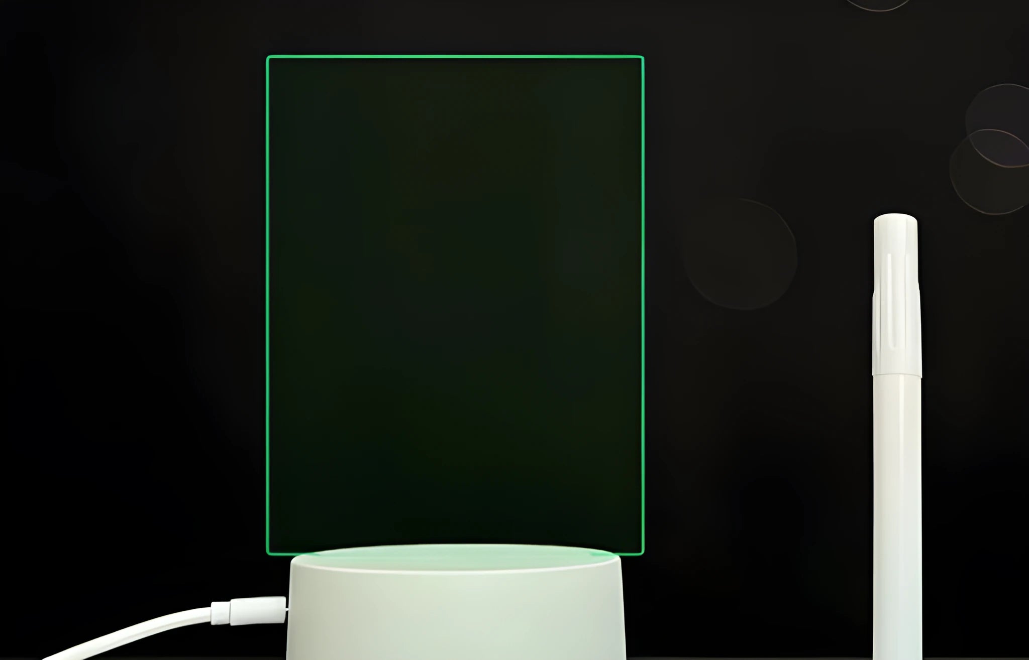 3D acrylic message board light with coloured illumination and handwritten text on surface