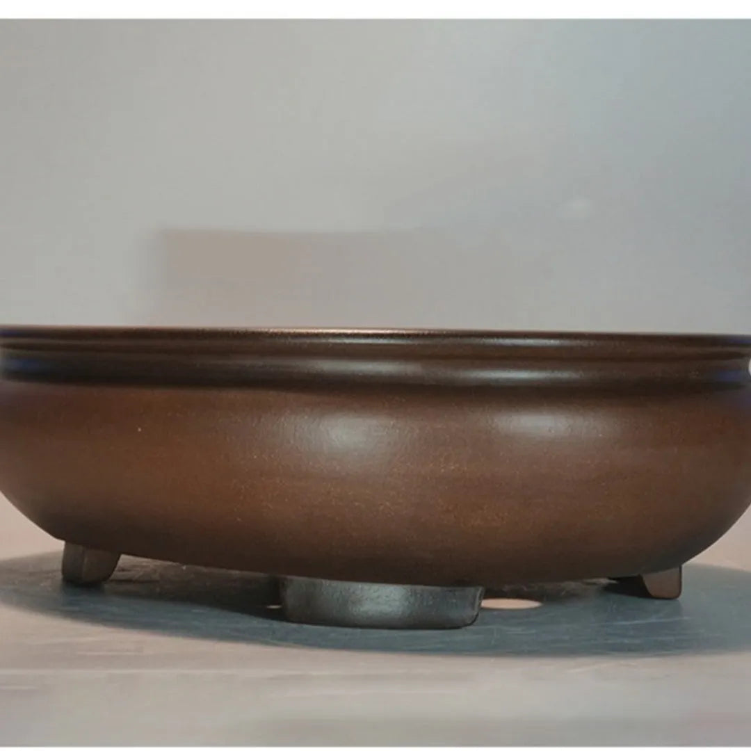 Large purple clay ceramic flowerpot with classical handmade design for indoor desktop plants