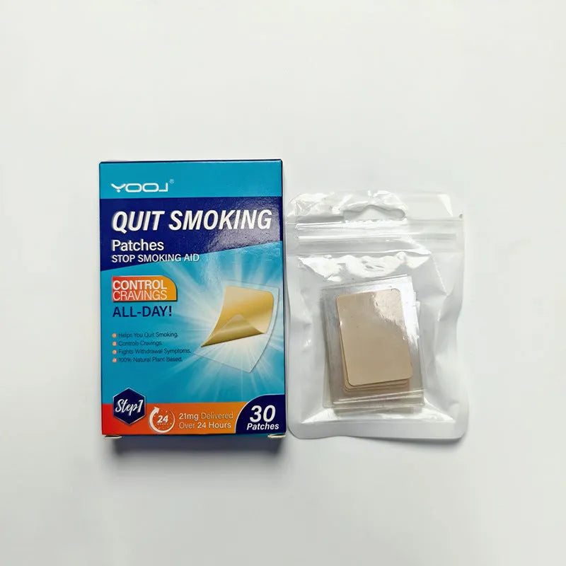 Box of 30 plant extract nicotine patches for smoking cessation with universal skin type compatibility
