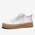 Men's black leather casual shoes with round toe, lace-up closure, and rubber soles