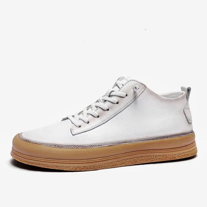 Men's black leather casual shoes with round toe, lace-up closure, and rubber soles