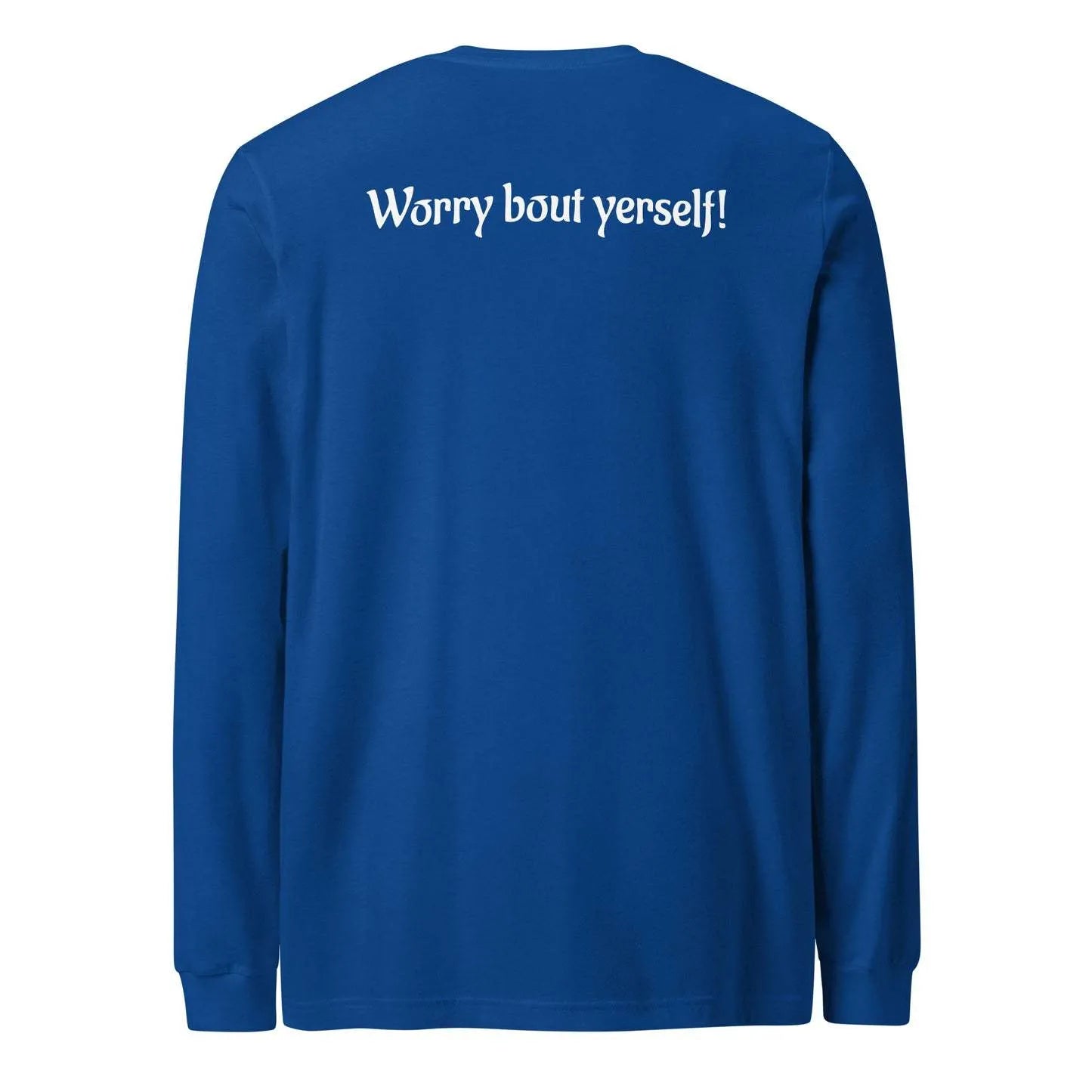 Men's blue patterned loose fit sweater with round neck and printed design