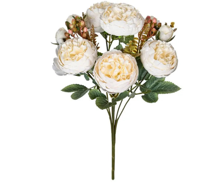 Artificial silk peony flower bouquet in champagne colour for home or wedding decoration