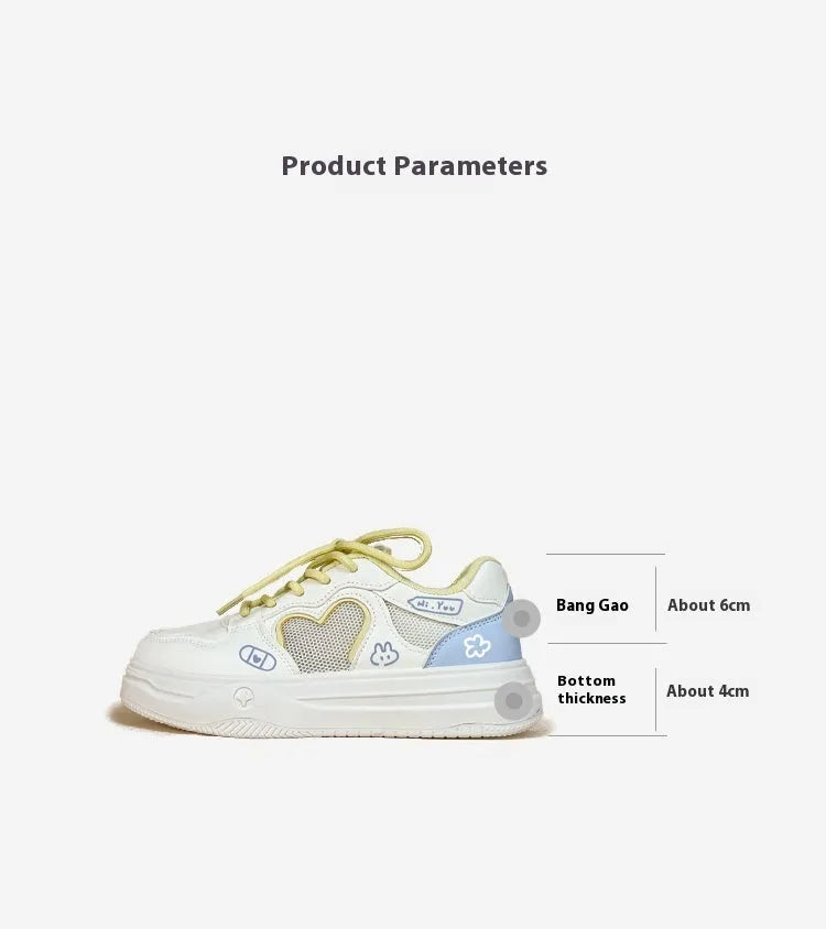 Korean style mesh sneakers in Meow Rabbit colour with cross straps and lace-up closure