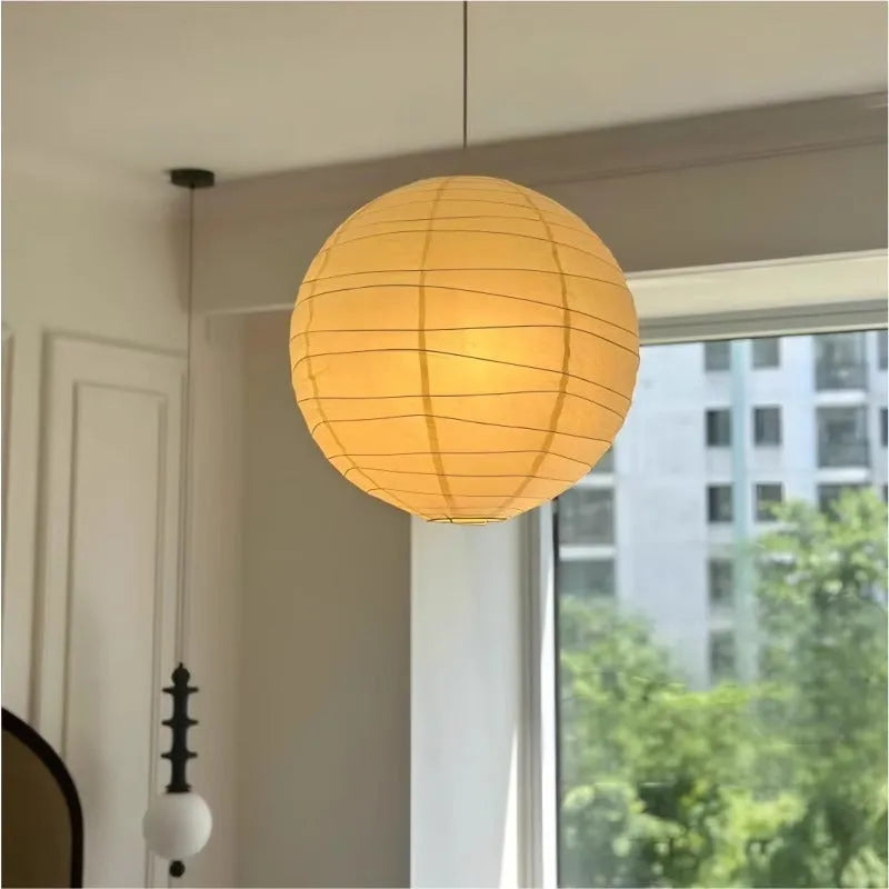 Japanese rice paper chandelier ceiling light in 30cm and 45cm diameters with three colour lighting