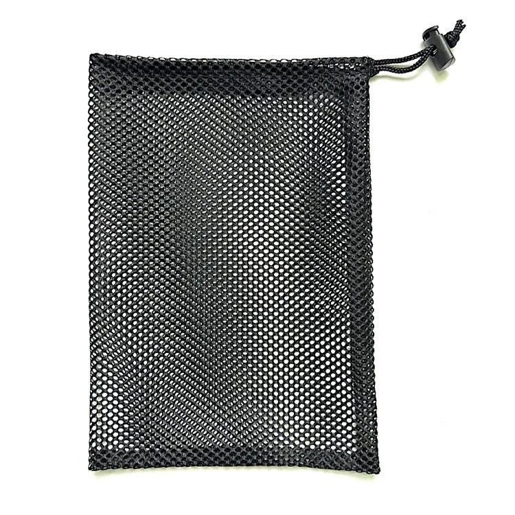 Black mesh drawstring storage bag for children's water ball toys in three size options.