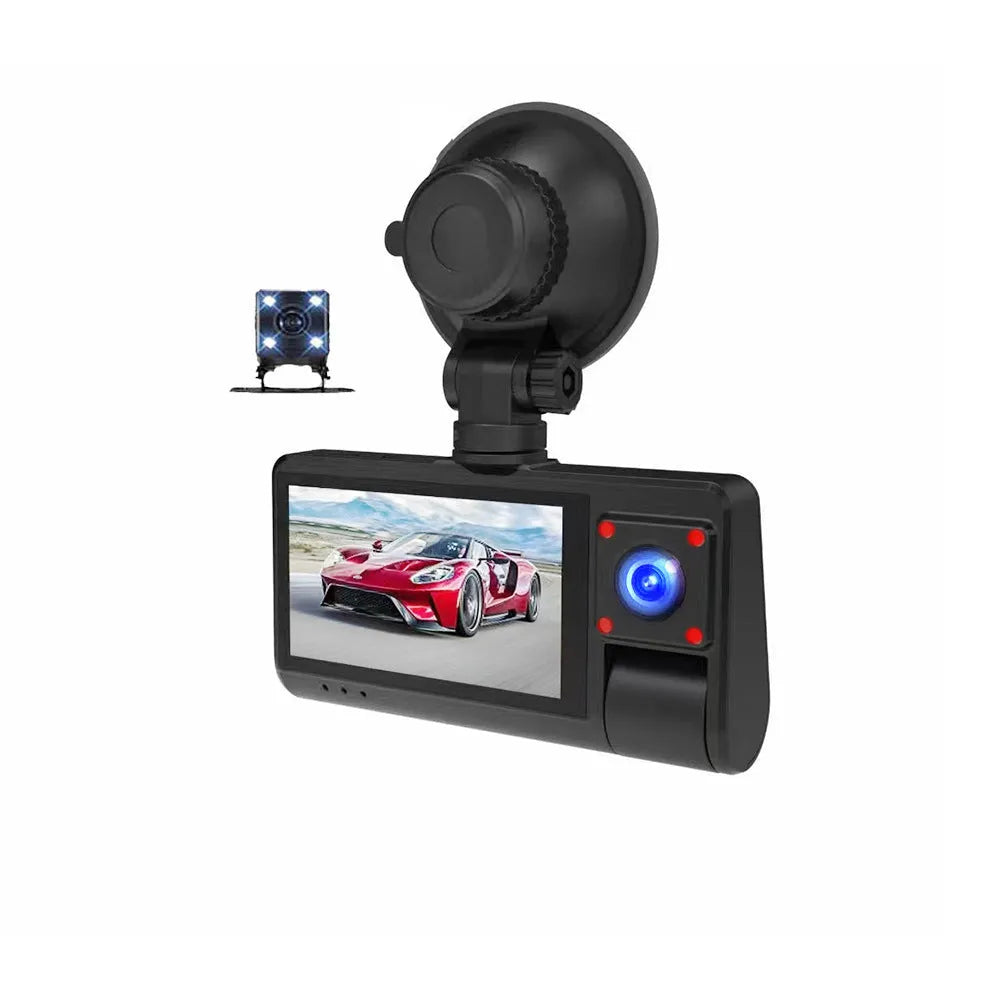 Black G50 driving recorder dash cam with 3 inch touch screen for windshield mounting