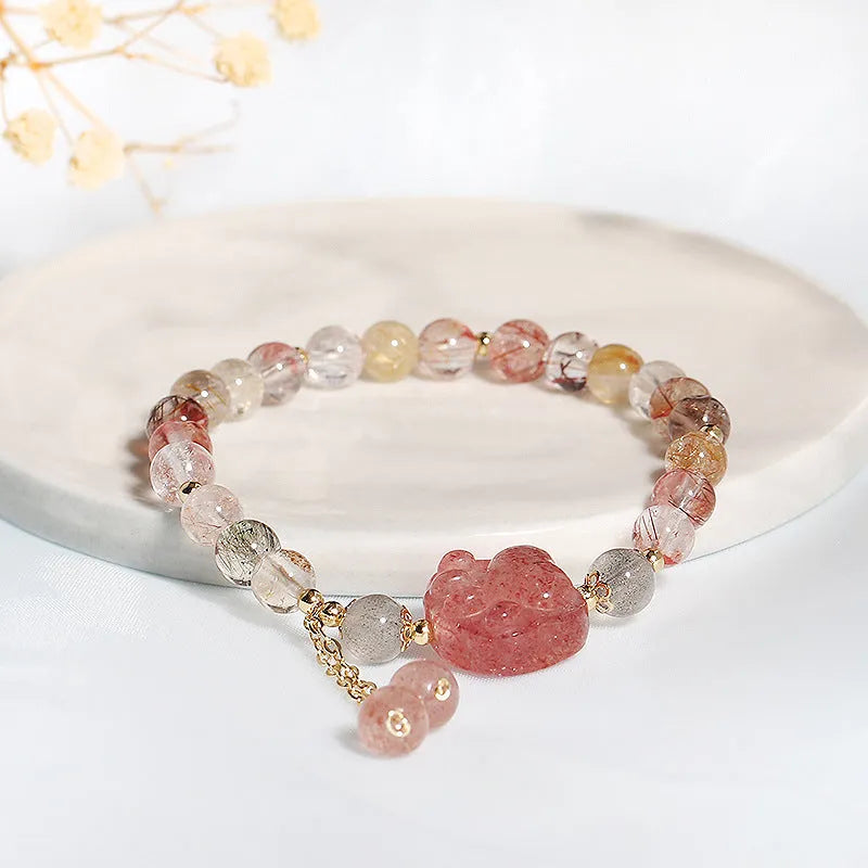 Handmade women's crystal bracelet with natural stones in Korean style design