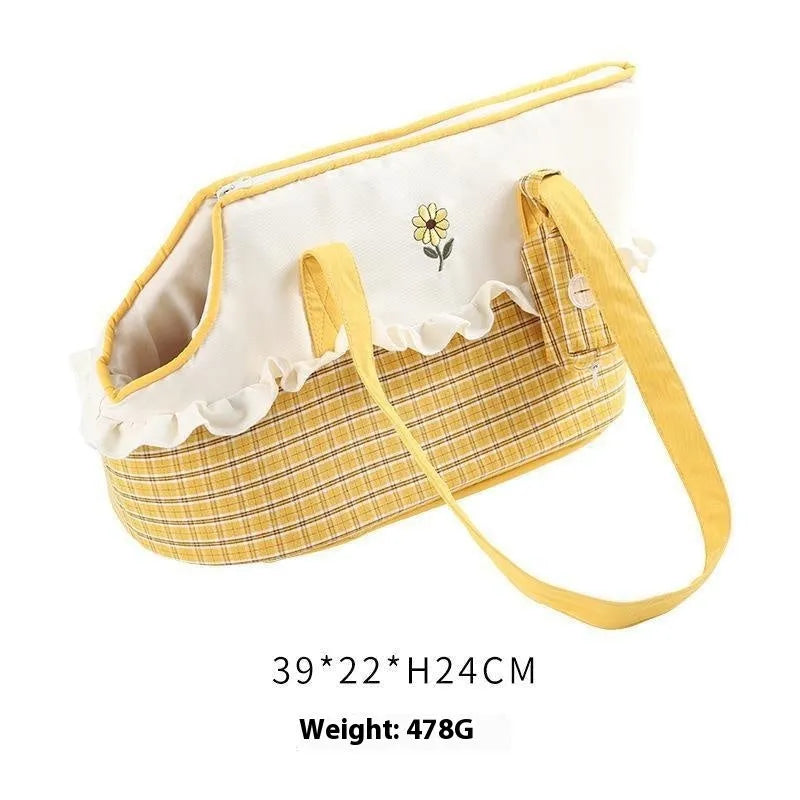 Shoulder pet carrier bag with cartoon stripe pattern for small cats and dogs