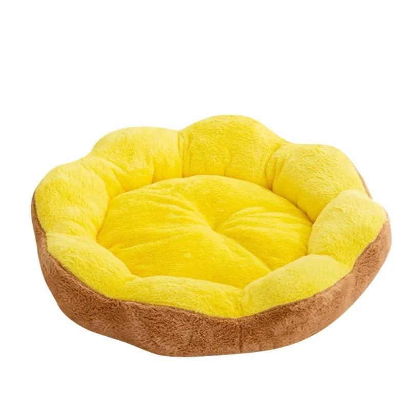 Brown grey rabbit plush round cat bed nest with detachable washable design measuring 50x50x18 cm