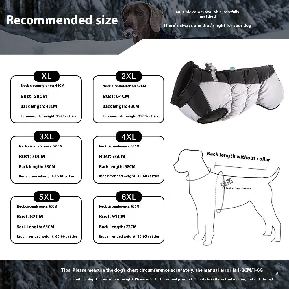 Reflective waterproof dog winter coat in polar fleece material for large breeds