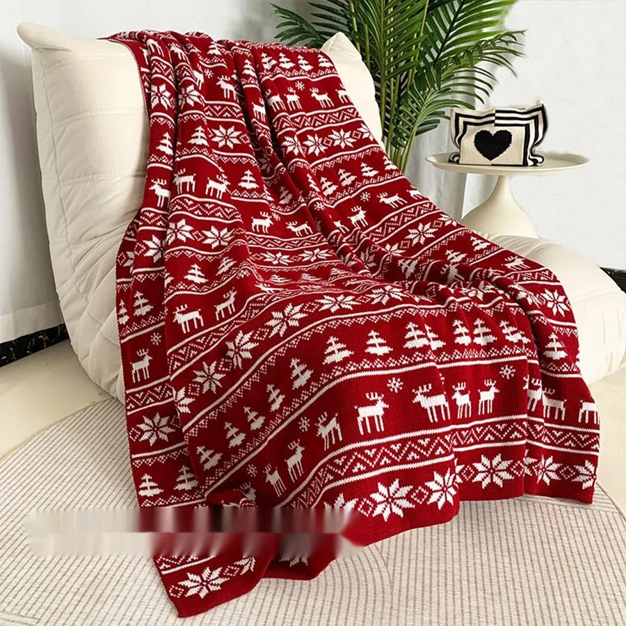 Acrylic Christmas blanket with festive snowflake or reindeer print design, 110 by 130 cm