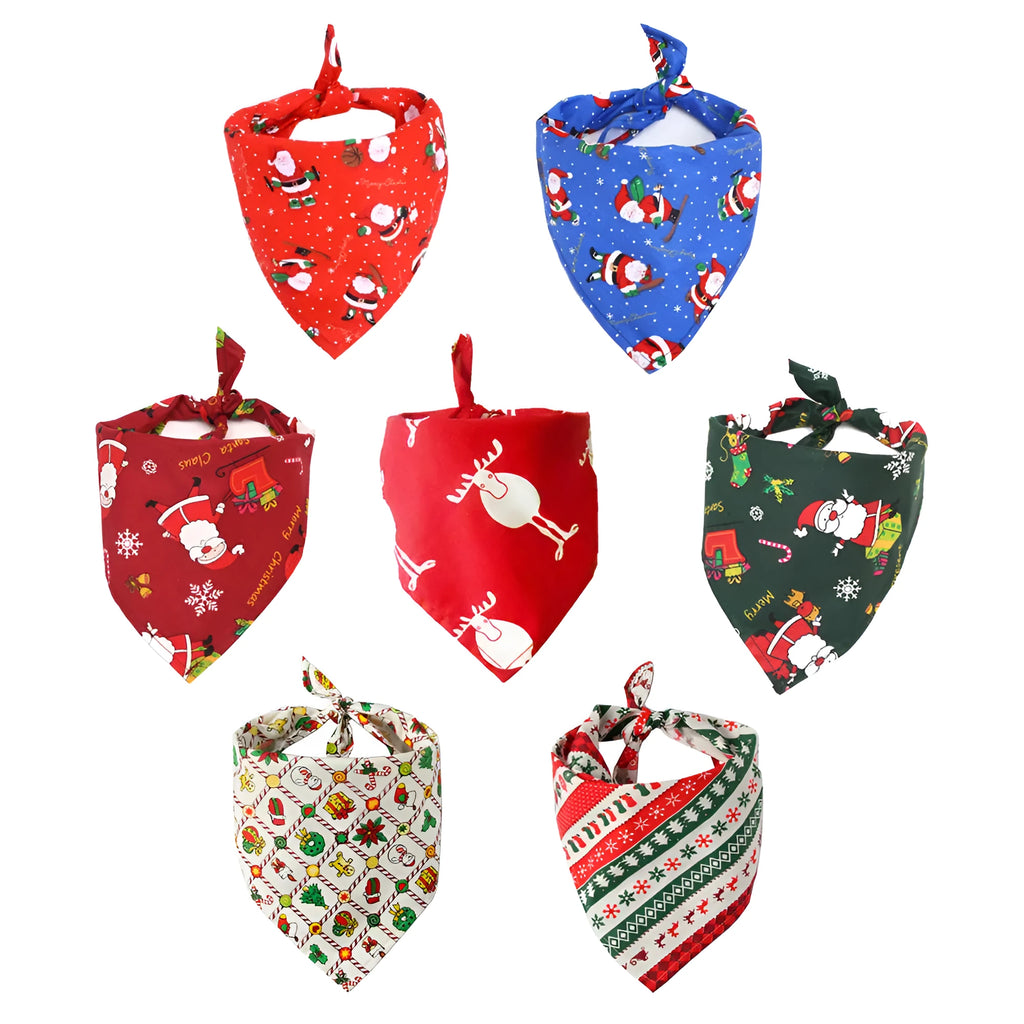 Cotton triangle pet saliva towel with tie closure on a red background, 45x45x65cm size