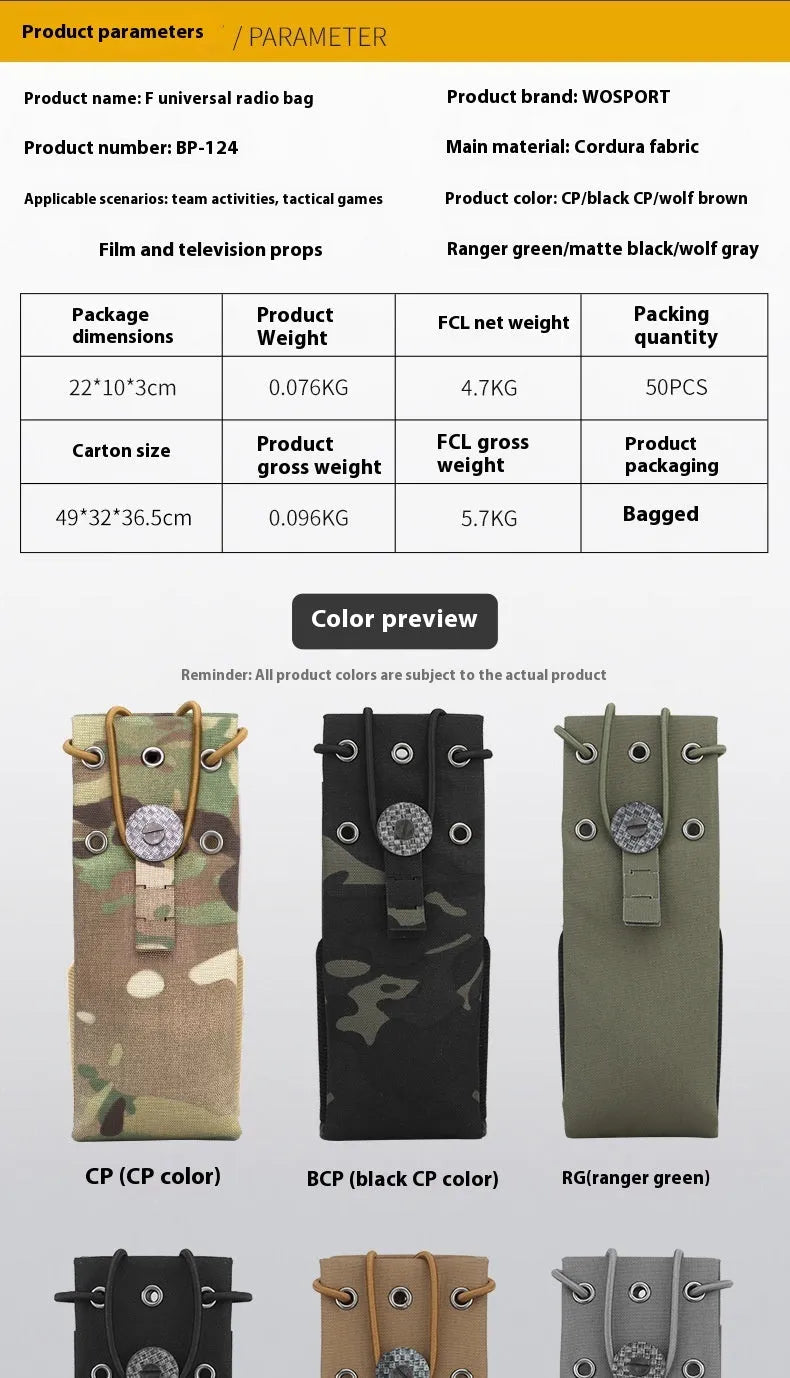 Universal walkie-talkie storage bag in BCP colour for MPU5 PRC 163 models