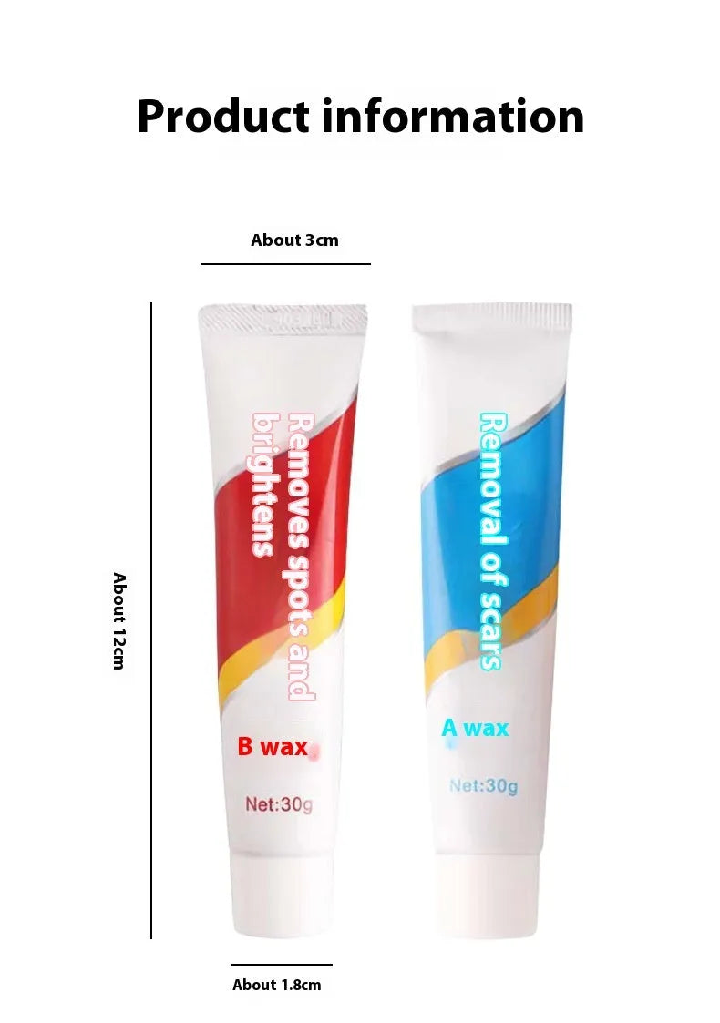 Car repair wax kit with A wax, B wax, and a frosted sponge mop for scratch removal and polishing.