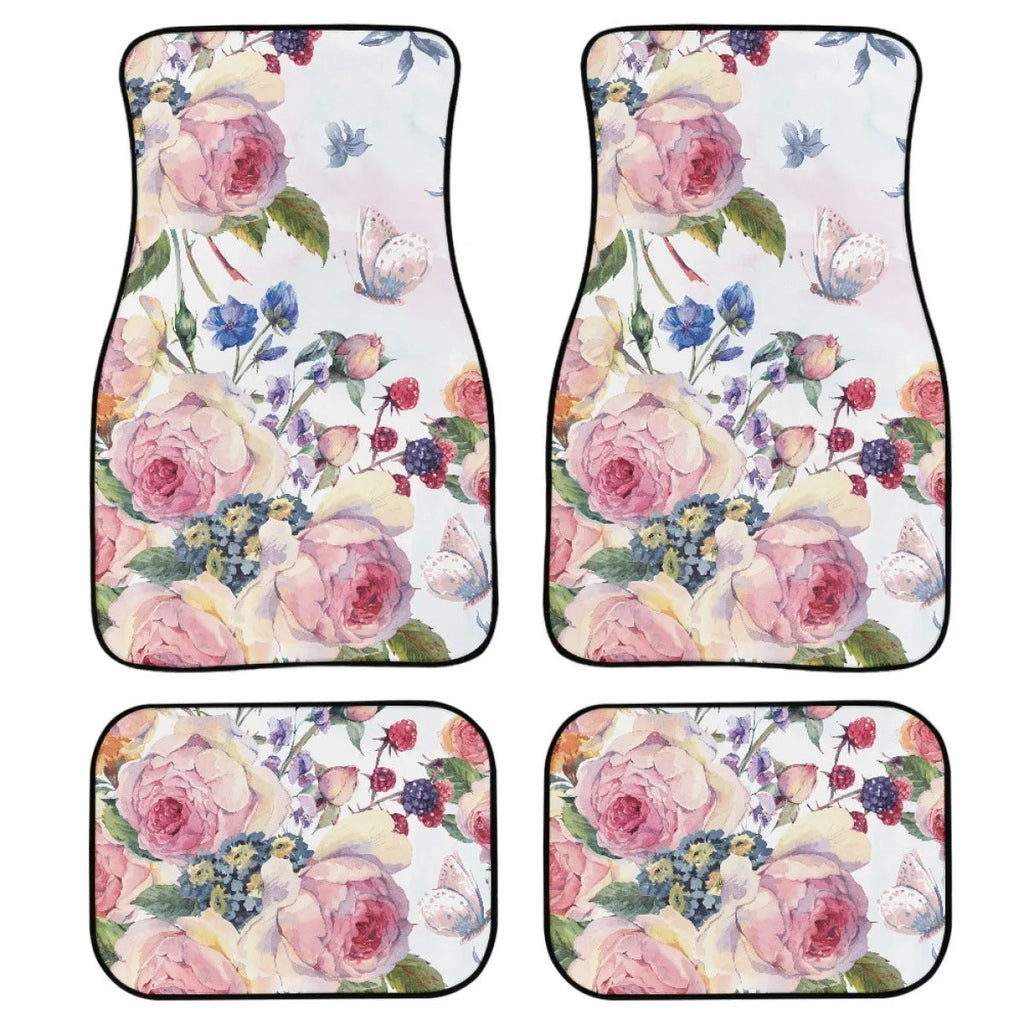 Black printed rubber car floor mats, a four-piece set with a 20mm thick waterproof lining.