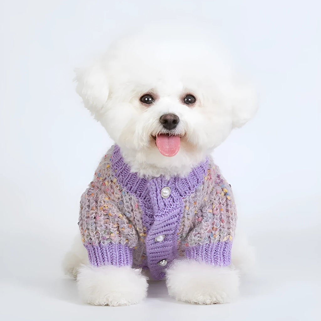 Purple dog cardigan sweater for large breeds in XL and XXL sizes