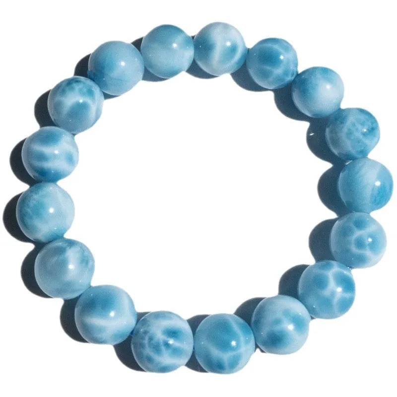 Blue natural bodhi bracelet with crystal sea-pattern stones and pearl accents in Maillard style