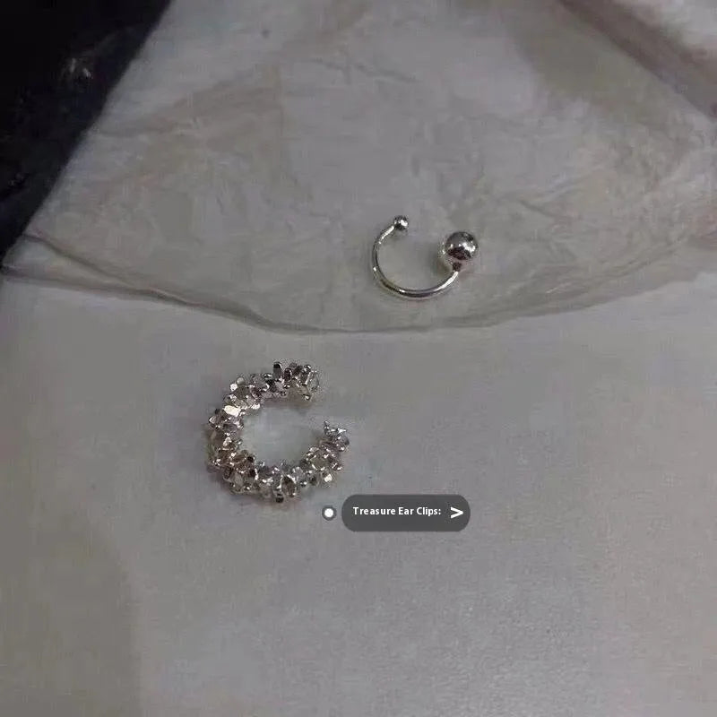 Geometric irregular frosty style alloy ear clip earrings for women.