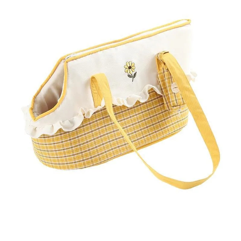 Shoulder pet carrier bag with cartoon stripe pattern for small cats and dogs
